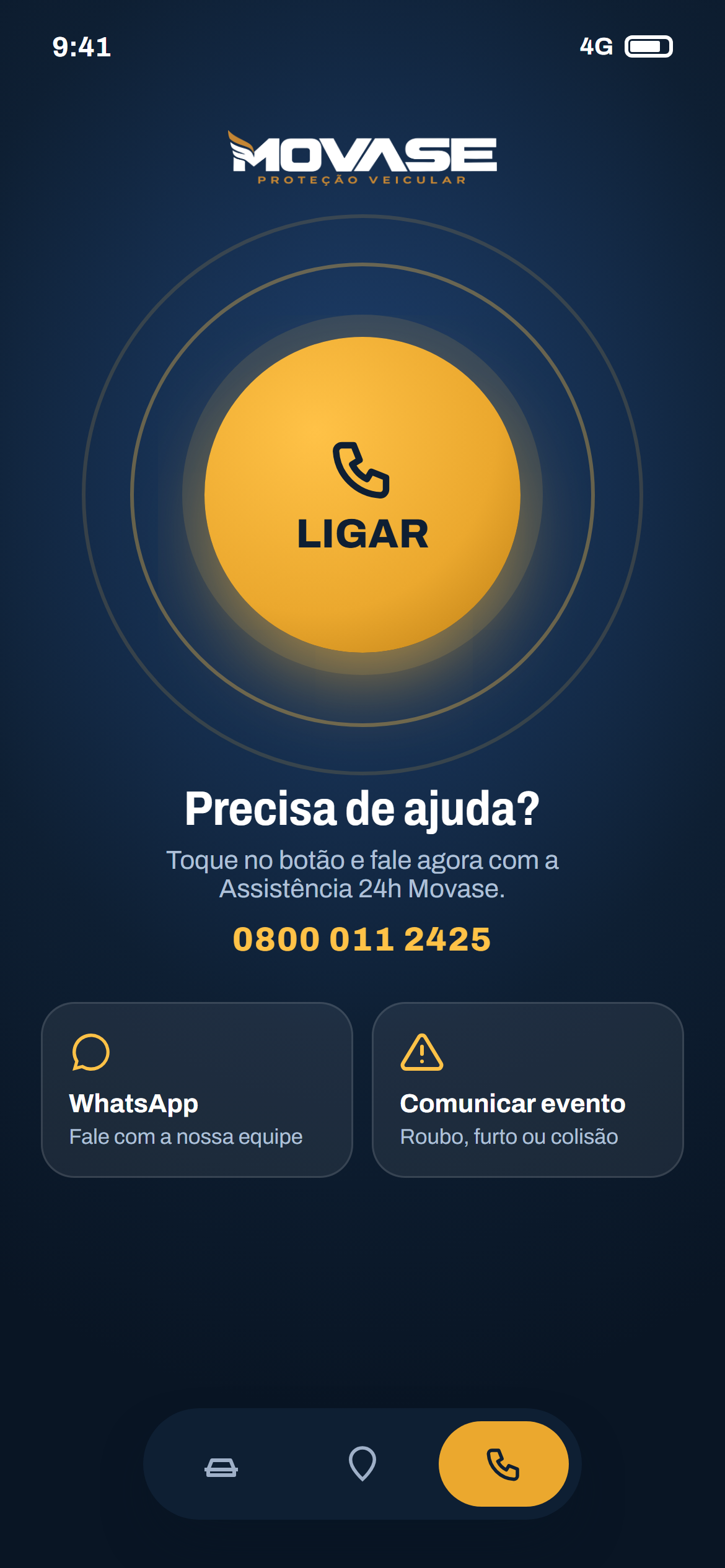 Botão de assistência 24h